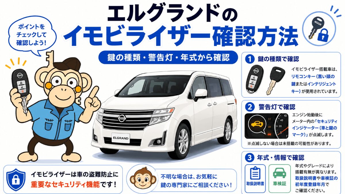 エルグランドのイモビライザー確認方法