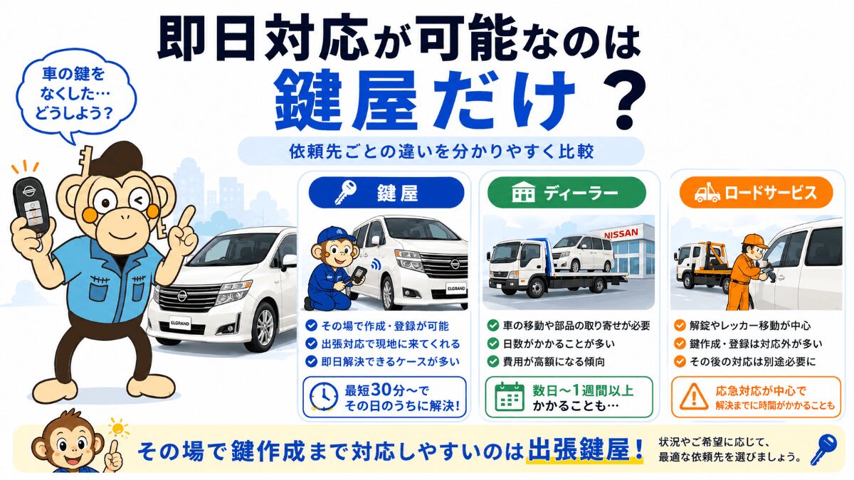 即日で0から鍵を作成できるのは鍵屋だけ？