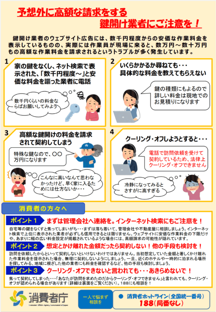 消費者庁の注意喚起ページ
