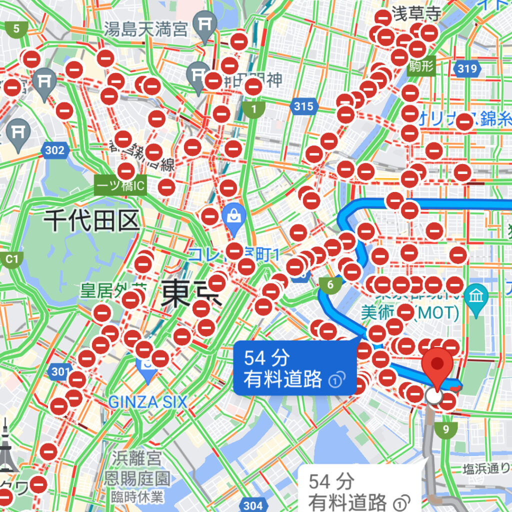 東京マラソンで都内のあちこちが通行止め