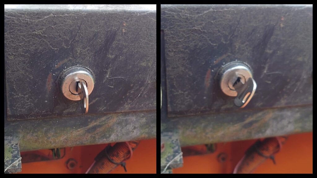 ホイールローダーの鍵紛失による鍵穴からの鍵作製