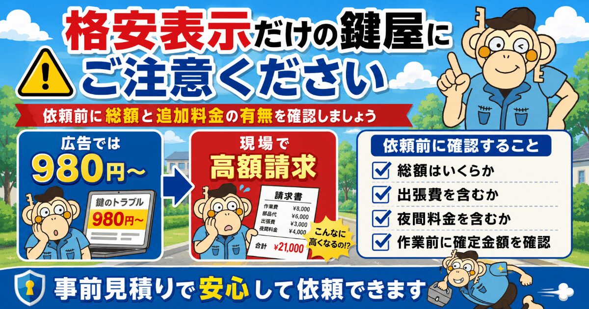 格安表示だけの鍵屋にご注意ください